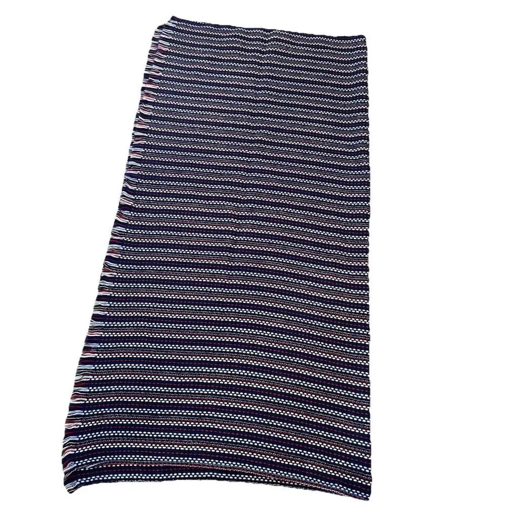 Talbots Fringe Scarf Throw Blanket‎ Red White Blue